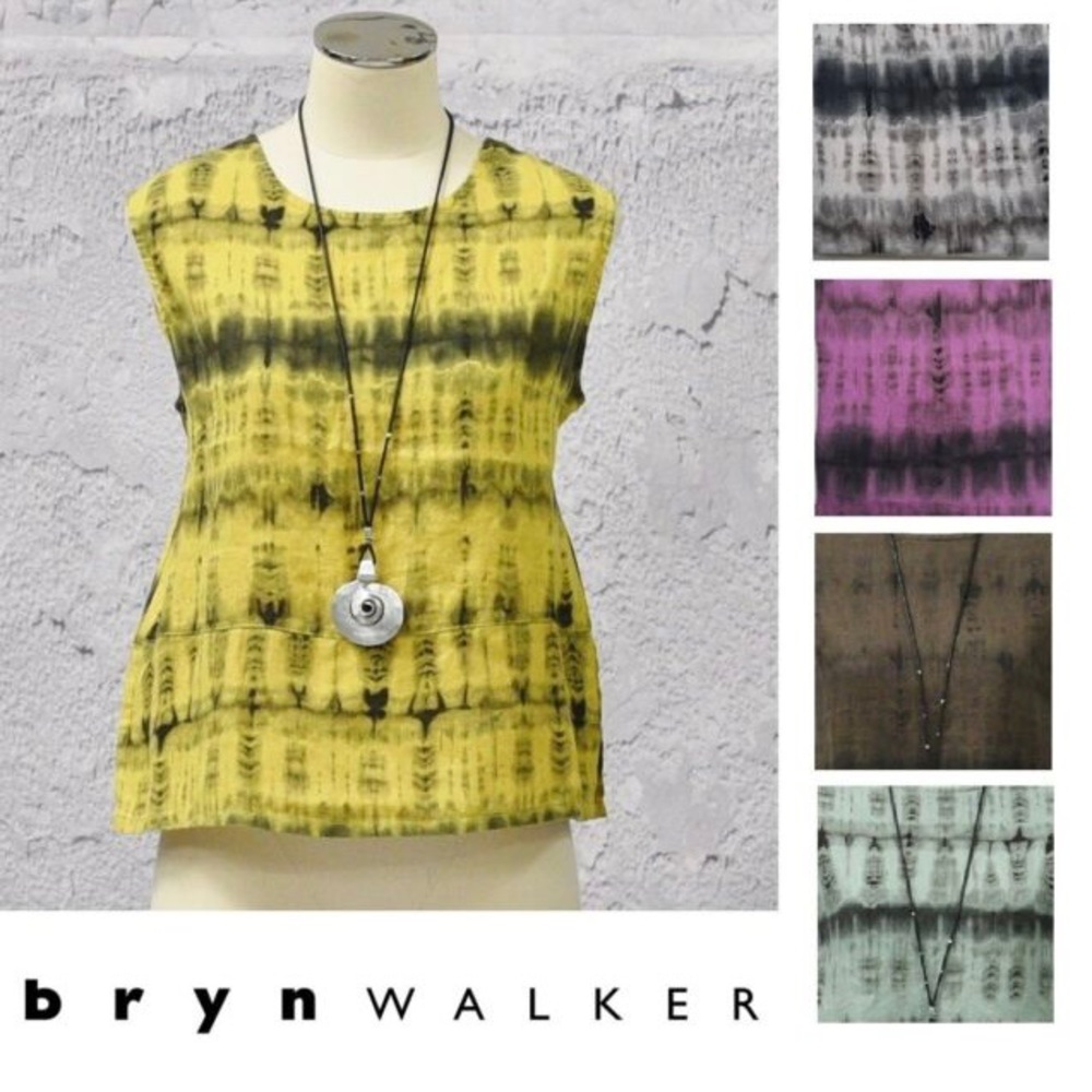 Bryn Walker boxy linen tunic in oriole linen tie dye print - Picture 3 of 10